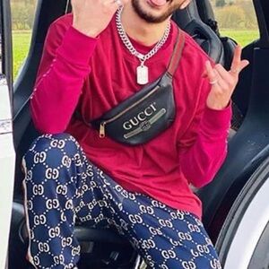 Brand New GUCCI Logo Printed Small Black Belt Bag Fanny Pack Sz 115